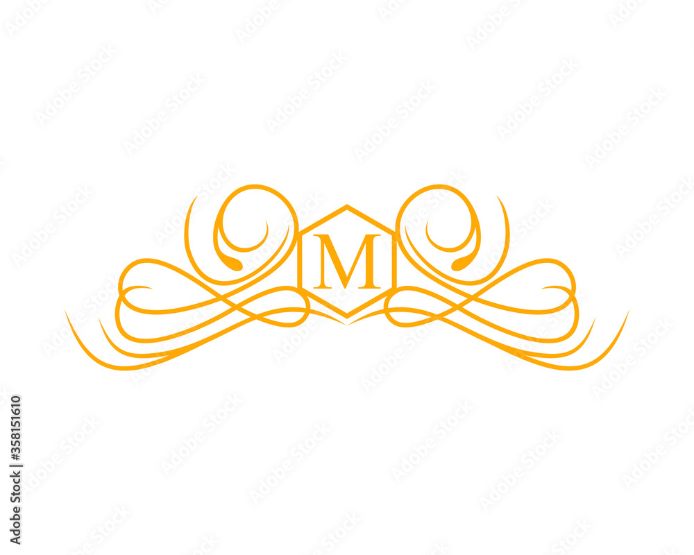 M letter initial with exclusive crest