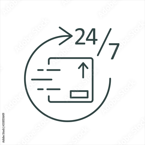 round-the-clock parcel delivery, line icon