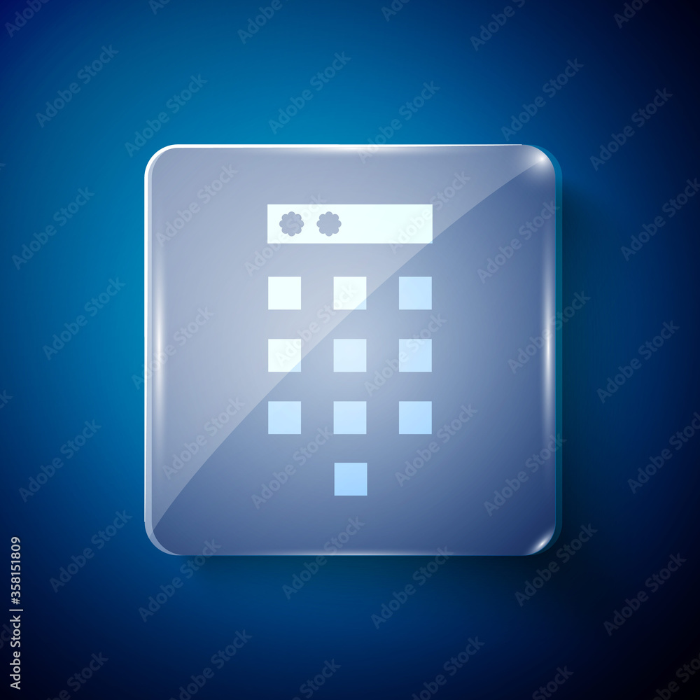 White Password protection and safety access icon isolated on blue background. Security, safety, protection, privacy concept. Square glass panels. Vector Illustration White Password protection and safety access icon isolated on blue background. Security, safety, protection, privacy concept. Square glass panels. Vector Illustration
