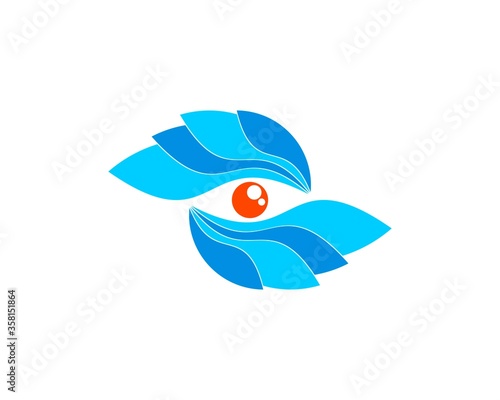 Eye with blue floral shape
