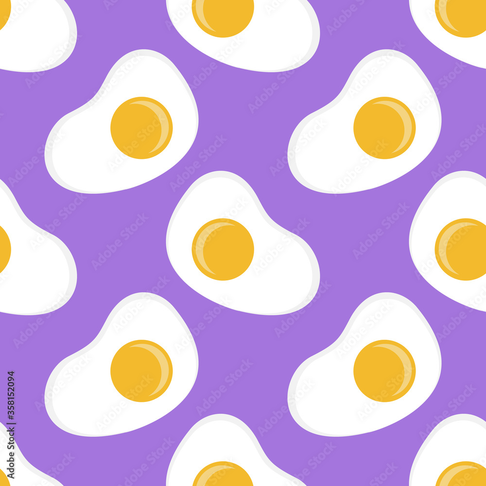 Seamless pattern with fried eggs on violet background. Vector illustration Seamless pattern with fried eggs on violet background. Vector illustration