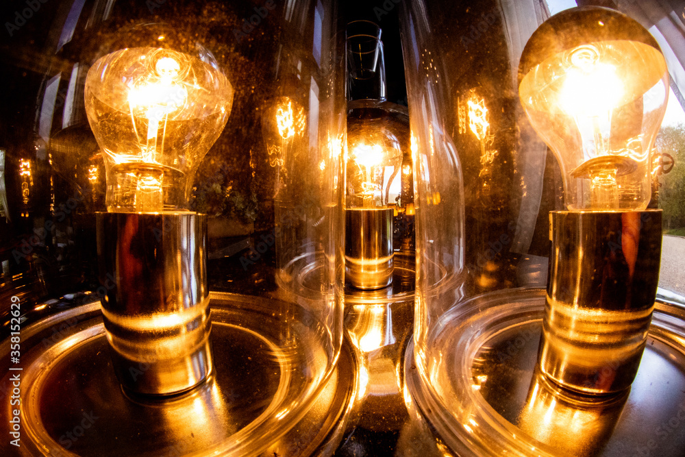 Old fashioned light bulbs close up