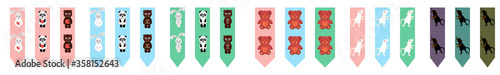 Children's stickers and bookmarks with animals. Set for printing.