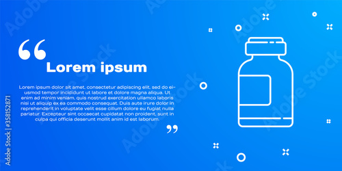 White line Sports nutrition bodybuilding proteine power drink and food icon isolated on blue background. Vector Illustration