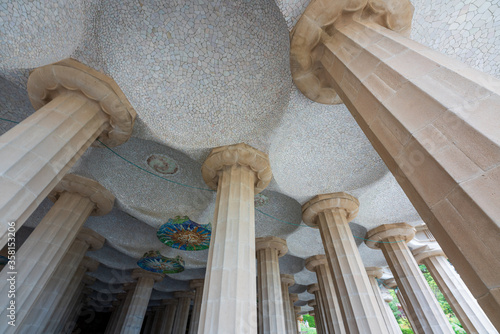 Canvas Print BARCELONA, CATALONIA, SPAIN - JUNE 12, 2020: The famous Parc Güell designed by the architect Gaudi