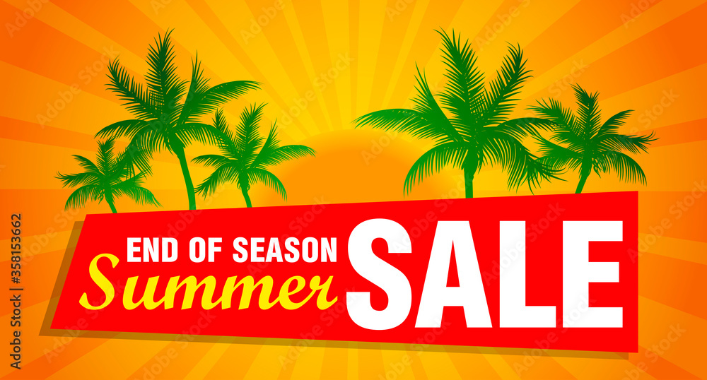 Summer sale design template. End of season summer sale background. Vector illustration