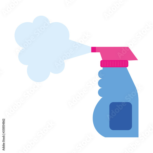 Isolated spray bottle with smoke vector design