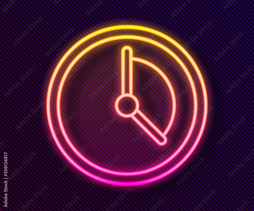 Glowing neon line Time Management icon isolated on black background. Clock sign. Productivity symbol. Vector Illustration Glowing neon line Time Management icon isolated on black background. Clock sign. Productivity symbol. Vector Illustration