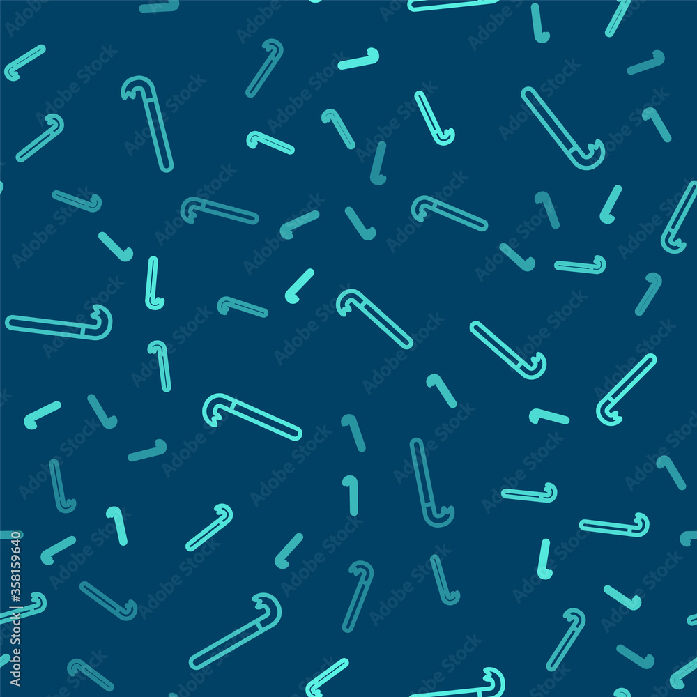 Green line Crowbar icon isolated seamless pattern on blue background. Vector Illustration Green line Crowbar icon isolated seamless pattern on blue background. Vector Illustration