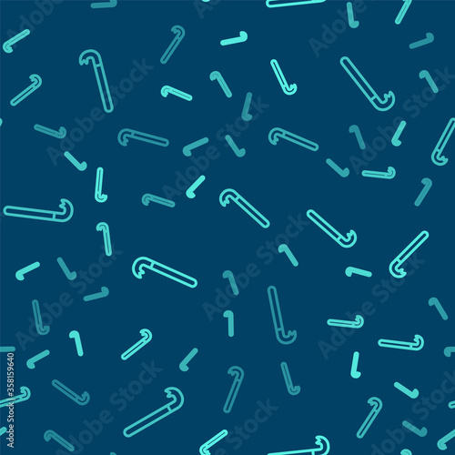 Green line Crowbar icon isolated seamless pattern on blue background. Vector Illustration