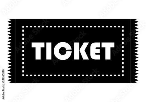 Icono negro de un ticket en fondo blanco.