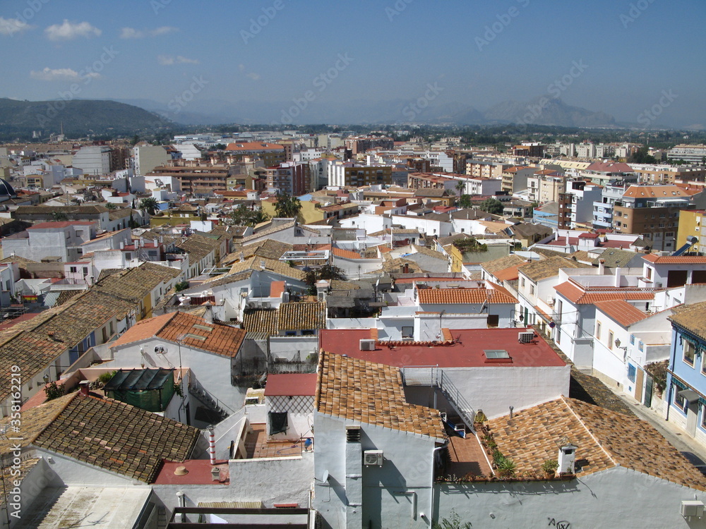View across the rooftops in Denia, Spain