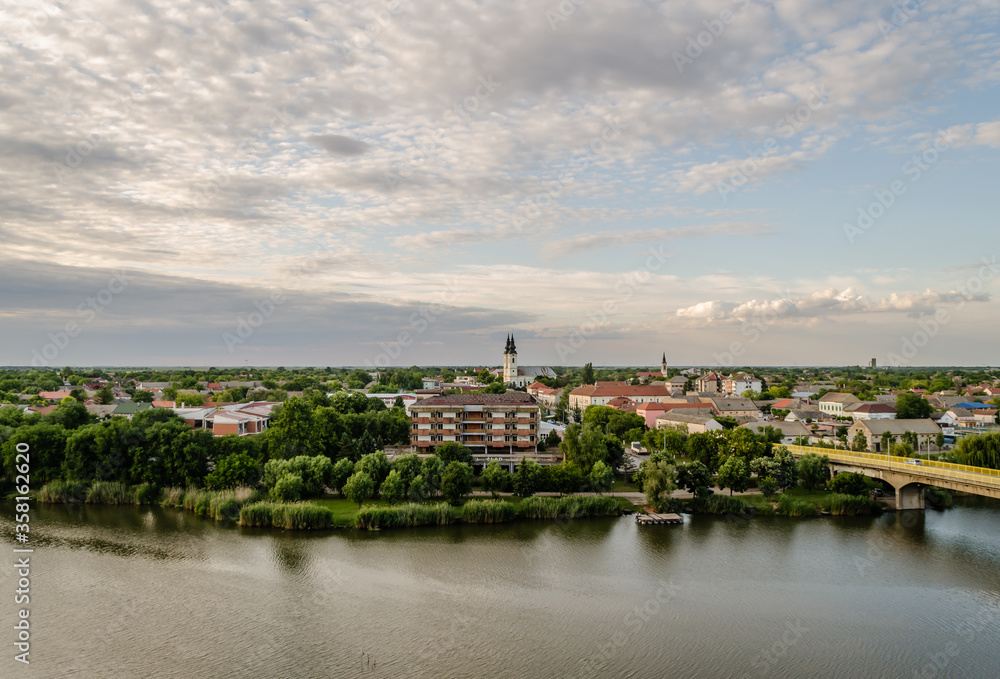Novi Sad, Serbia - May 31. 2020: Panorama of the Vojvodina town of Srbobran Novi Sad, Serbia - May 31. 2020: Panorama of the Vojvodina town of Srbobran