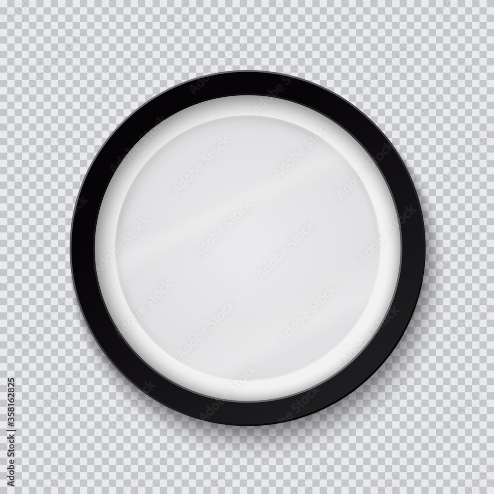 Realistic circle black photo frame isolated on transparent background. Vector illustration. Realistic circle black photo frame isolated on transparent background. Vector illustration.