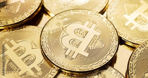 Golden bitcoins symbolizing valuable cryptocurrency technology
