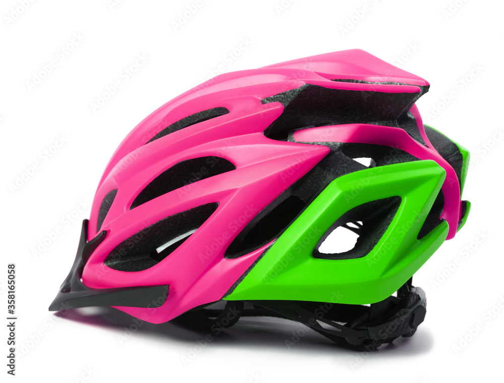 Multicolor bicycle helmet on white background Multicolor bicycle helmet on white background