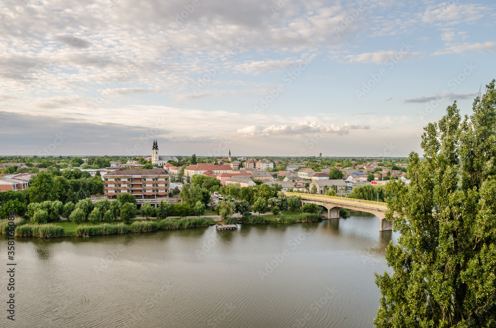 Fototapeta premium Novi Sad, Serbia - May 31. 2020: Panorama of the Vojvodina town of Srbobran 