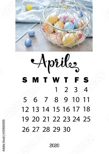 Design of April 2020 calendar