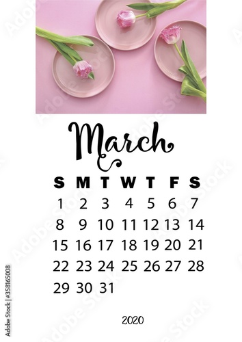 Design of March 2020 calendar