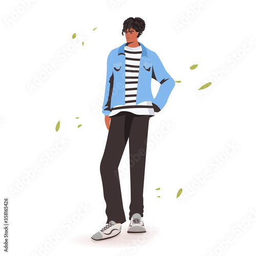african american man against racial discrimination black lives matter concept social problems of racism full length vector illustration