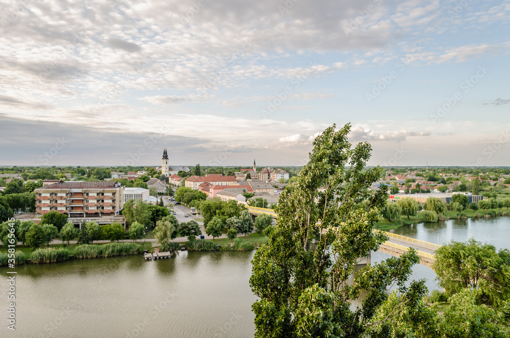 Obraz premium Novi Sad, Serbia - May 31. 2020: Panorama of the Vojvodina town of Srbobran 