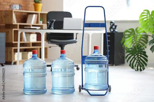 Cart with bottles of fresh ...