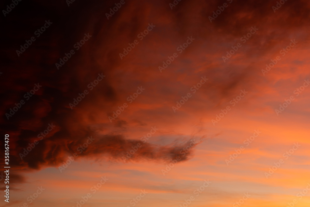 sky at sunset with colorful clouds, infinity of colors in gradient.