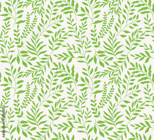 Seamless pattern with tropical leaves. Vector botanical illustration. Summer background for print, wallpaper, fabric.