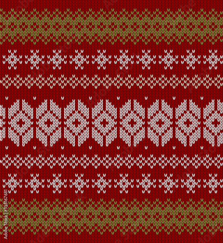 Seamless winter holiday pattern on the wool knitted texture. Christmas Background. Christmas Sweater Design. Seamless Pattern.
