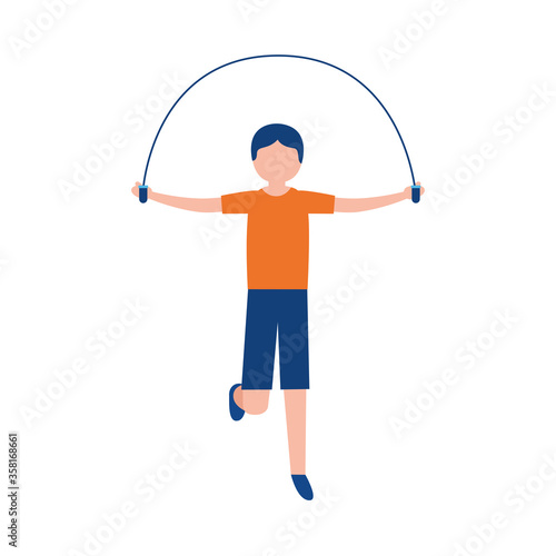 Man jumping with rope vector design