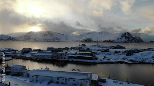 Sorvaer during sunset, Soroya, Norway photo