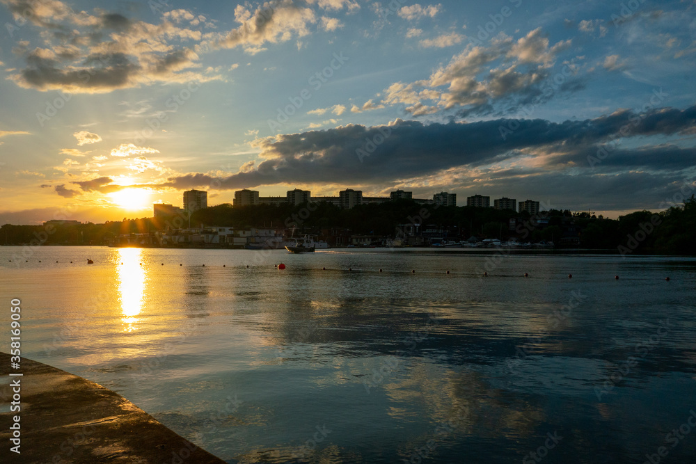 Sunset at stockholm, sweden lake