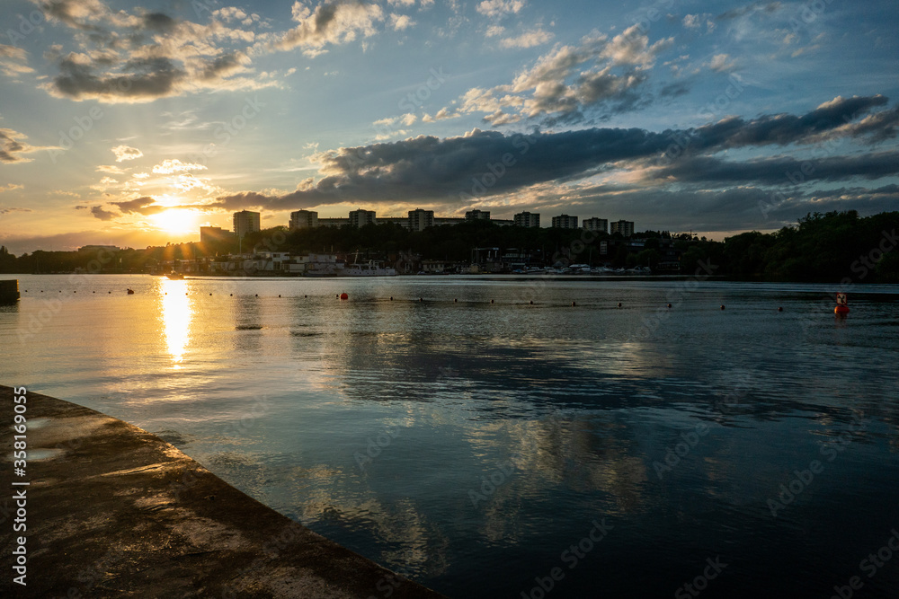 Sunset at stockholm, sweden lake