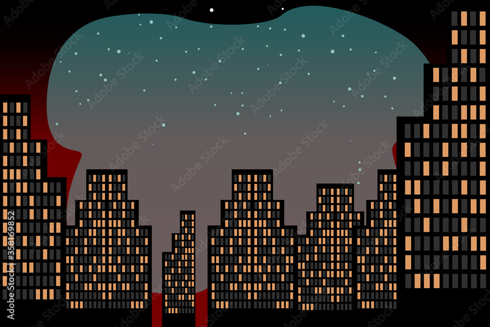 night city background. Panorama. Vector illustration. night city background. Panorama. Vector illustration.