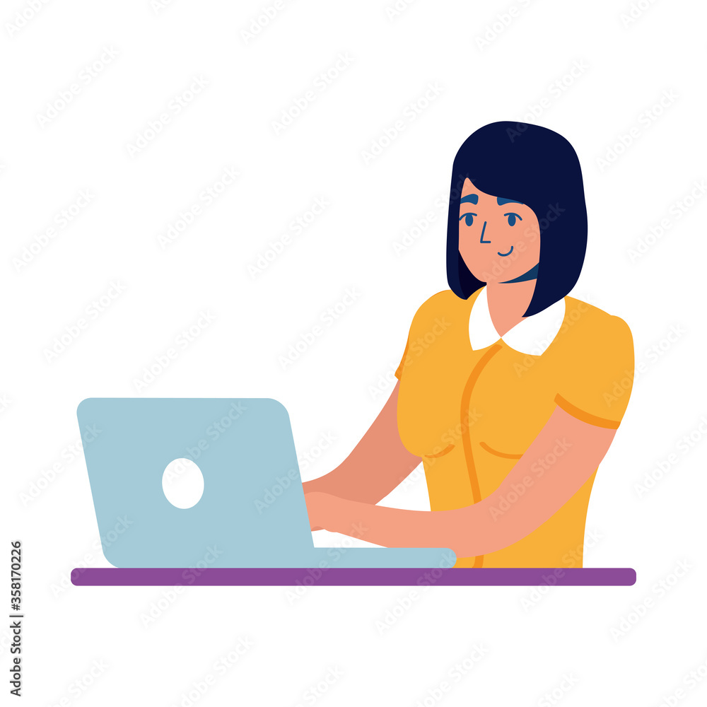 Woman with laptop vector design Woman with laptop vector design
