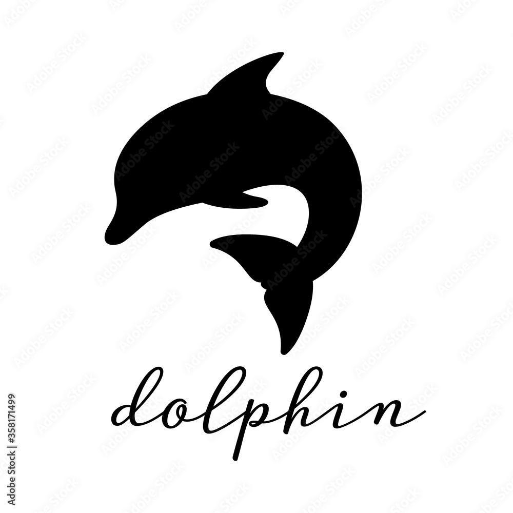 Obraz premium Vector illustration of a dolphin silhouette logo design concept.