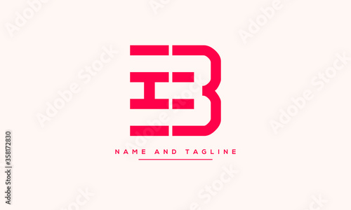 alphabet letters monogram icon logo BI or IB