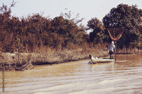 Tonle Sap lake fisherman in Cambodia