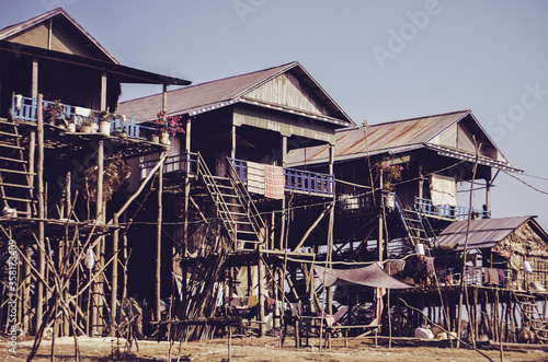 Tonle sap lake house on stilts in Cambodia