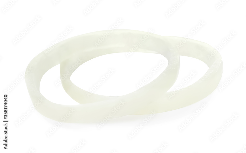 Fresh raw onion rings isolated on white Fresh raw onion rings isolated on white