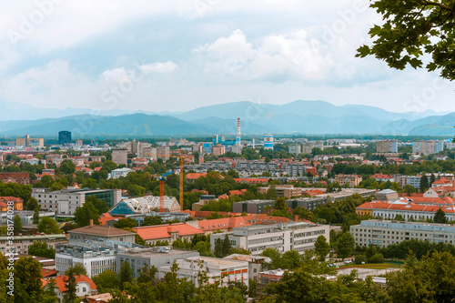 panoramic view of the old town of Ljubljana Slovenija