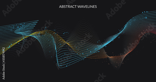 Abstract blue and orange wave Vector background,  Colors and strokes can be customized