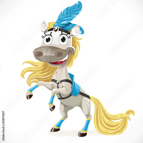 Cute circus horse on hind legs