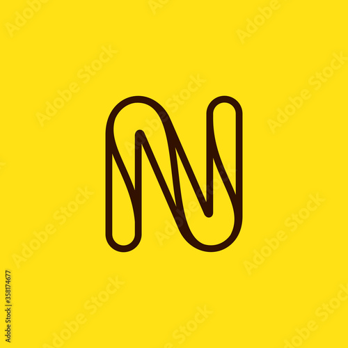 Initial N modern line monogram and elegant logo design.