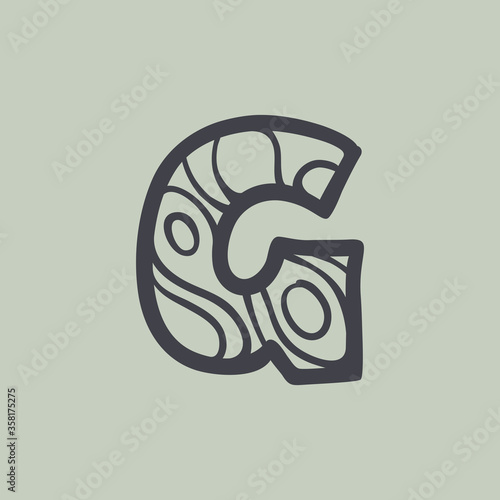 Letter G logo with waves line pattern.