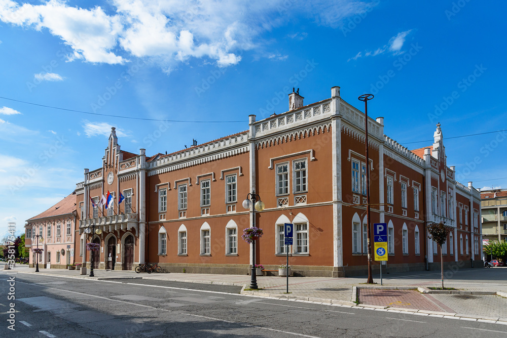 Vrsac, Serbia - June 04, 2020: Municipal building of Vrsac (Serbian: zgrada opstine Vrsac). Town Hall. Vrsac got its town hall in 1795.