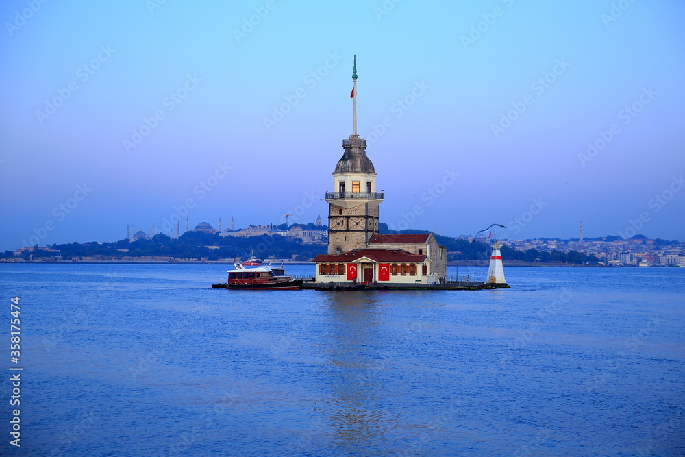 Maiden's Tower - İstanbul, Turkey. A view from the historical Maiden's Tower at the entrance to the Bosphorus.