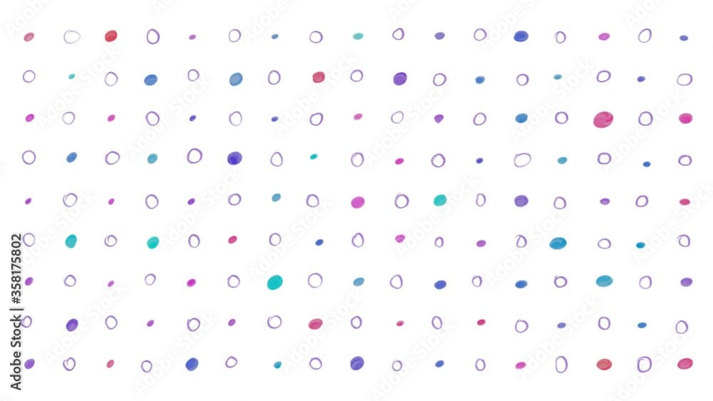 Animated background from circles and dots. An abstract pattern drawn from points and circles. Draw 2D background animation.