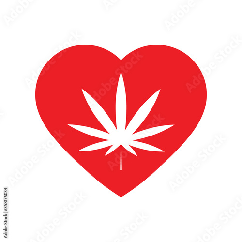 medical marijuana icon therapy logo cannabis leaf in heart