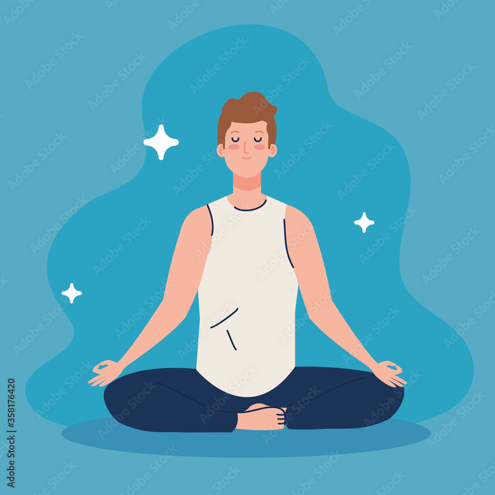 man meditating, concept for yoga, meditation, relax, healthy lifestyle vector illustration design
